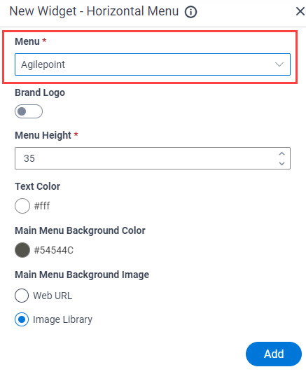 New Widget  Horizontal Menu