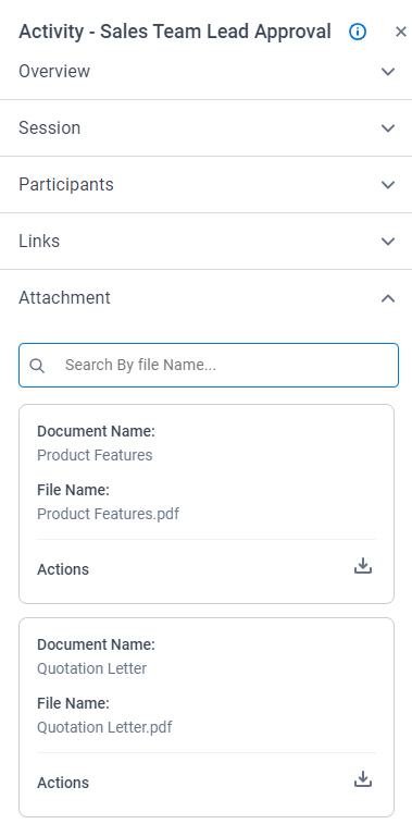 Activity Information Attachments tab