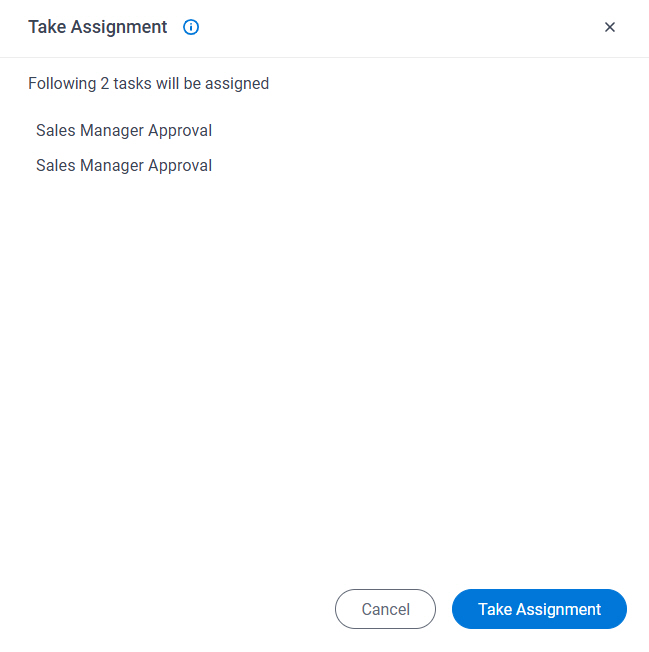 Bulk Take Assignment screen