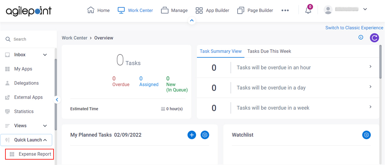 Click Quick Launch Form Name