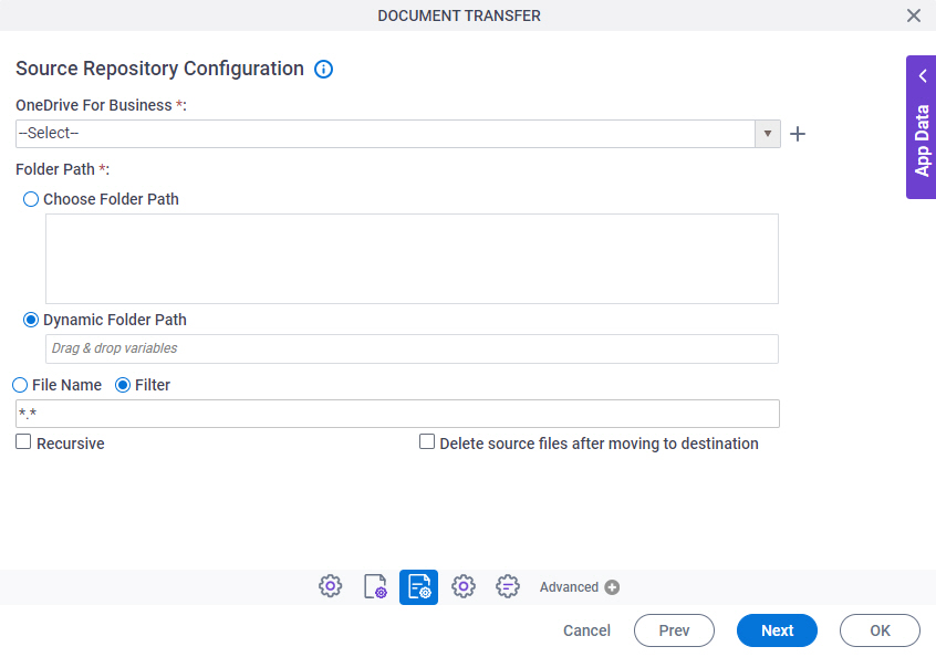 Sample file transfer repository configuration screen