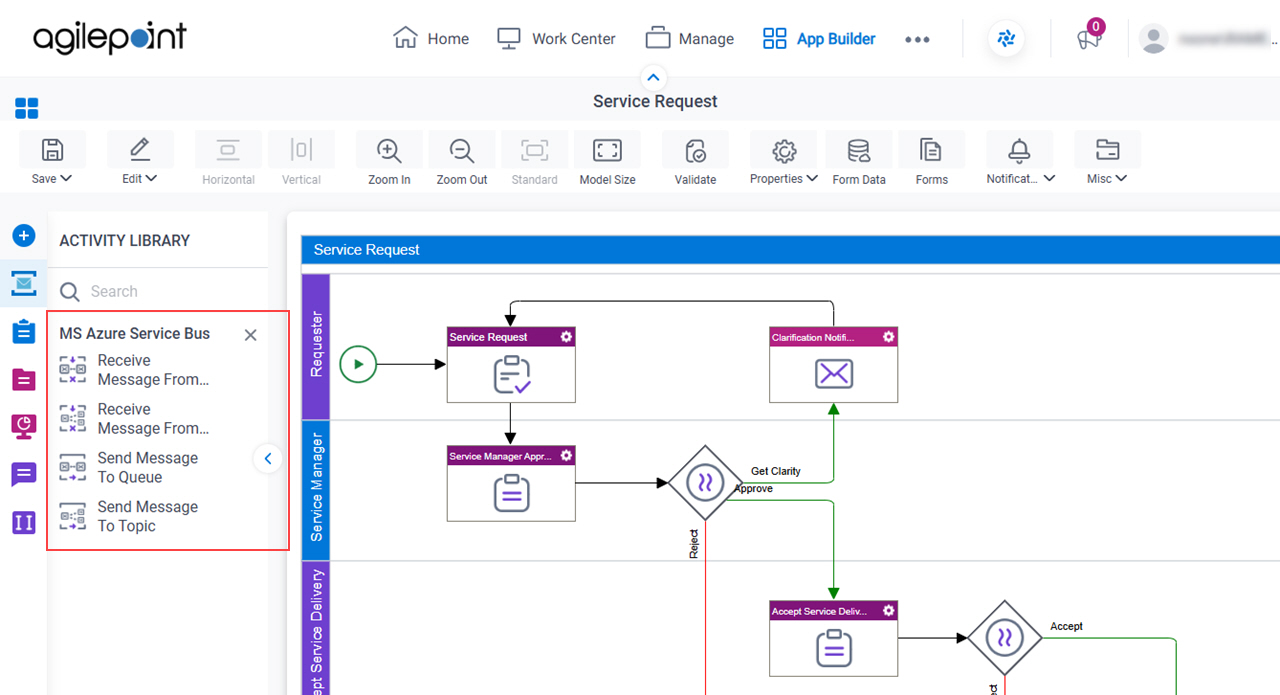 Process Activities for MS Azure Service Bus