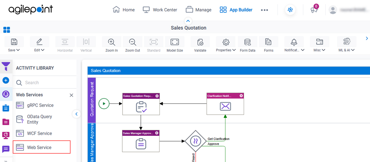 Process Activities for Web Service