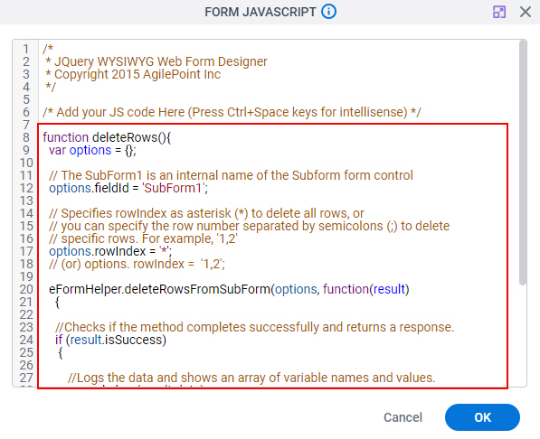 Form JavaScript Screen