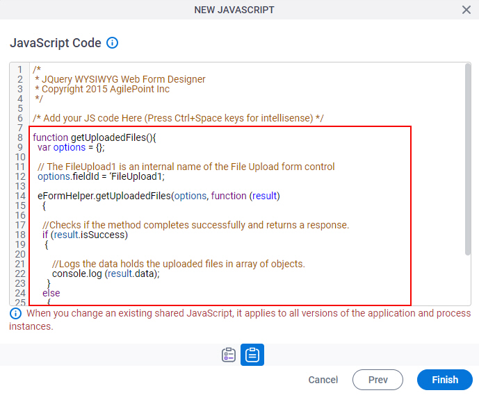 JavaScript Code Screen