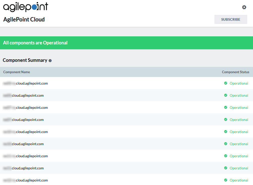 Status component screen