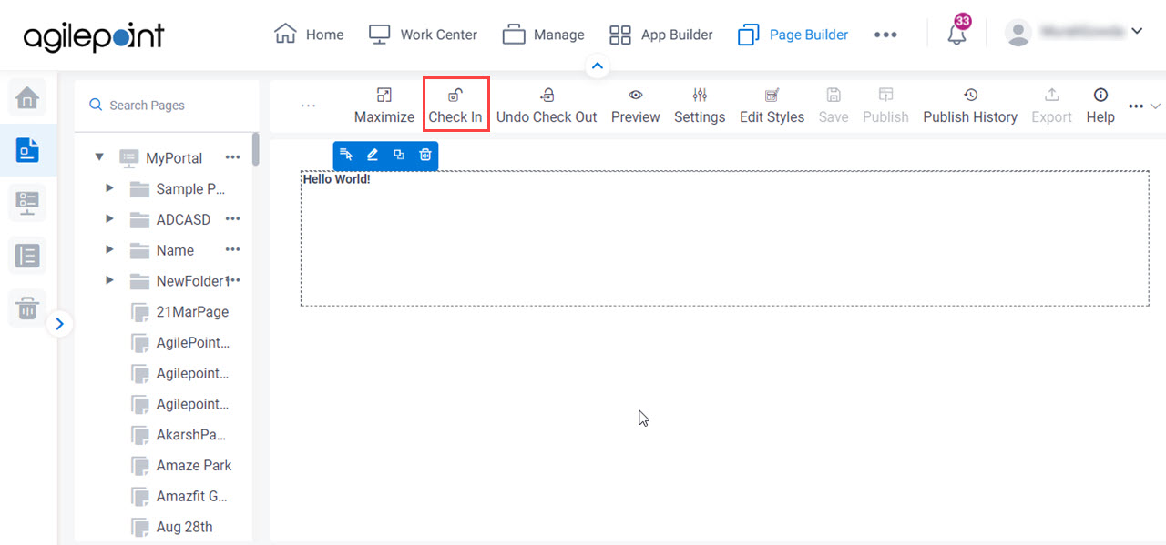 Custom Page Design screen
