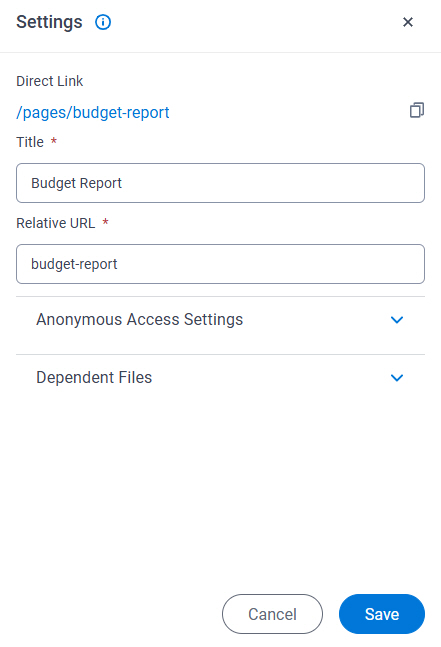 Settings screen