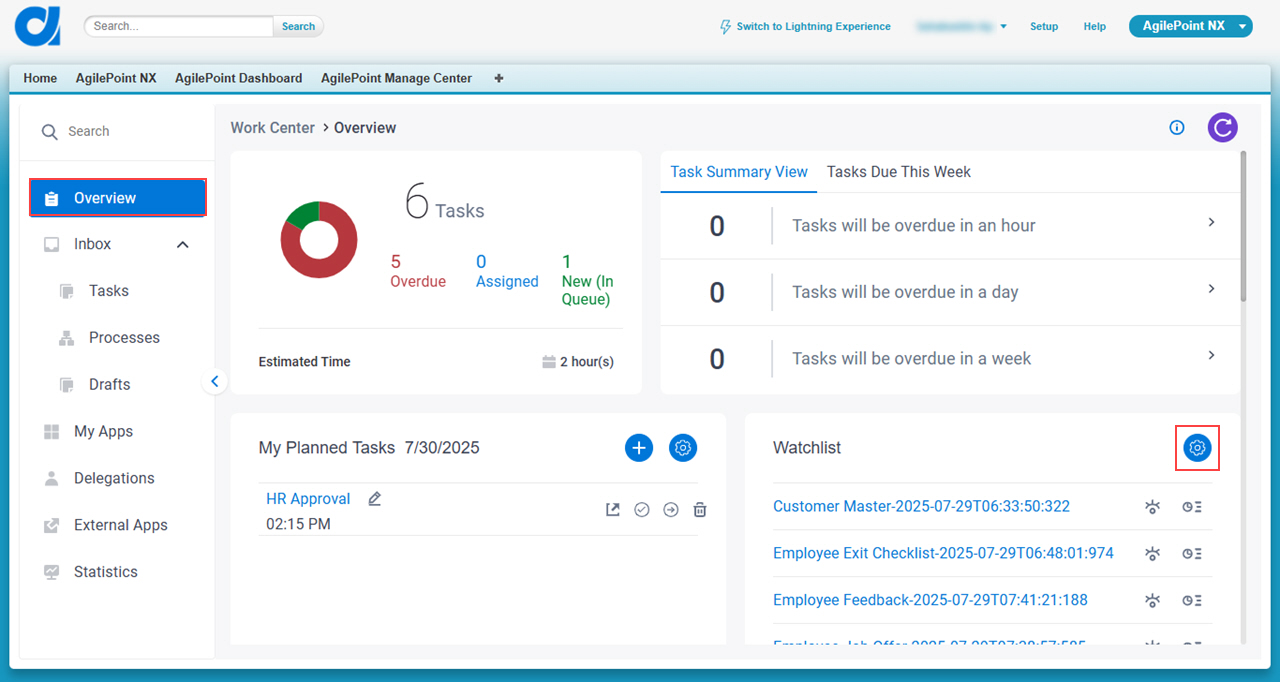 Click Manage Watchlist