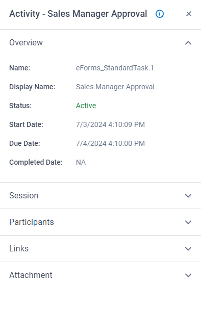 Activity Information Overview screen