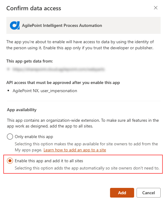 Select Enable this app and add it to all sites