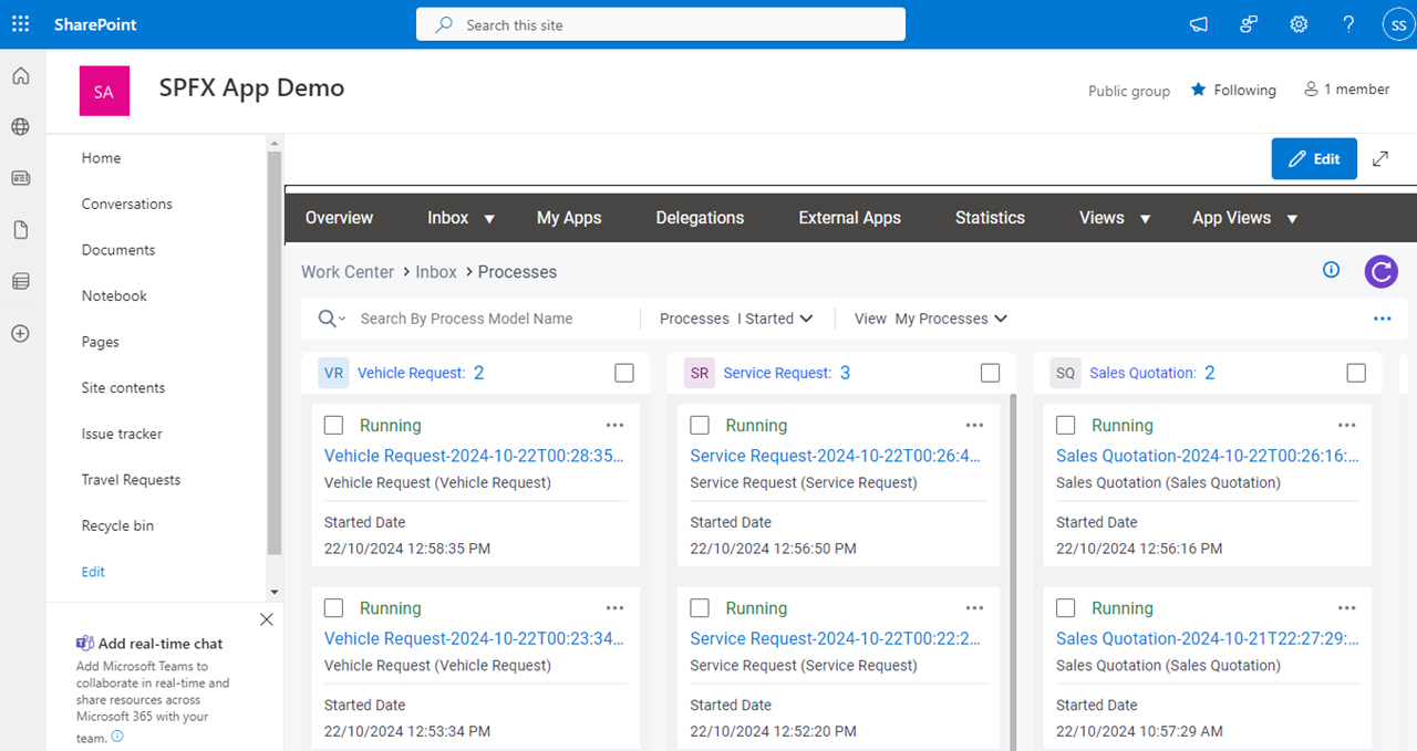 Processes screen