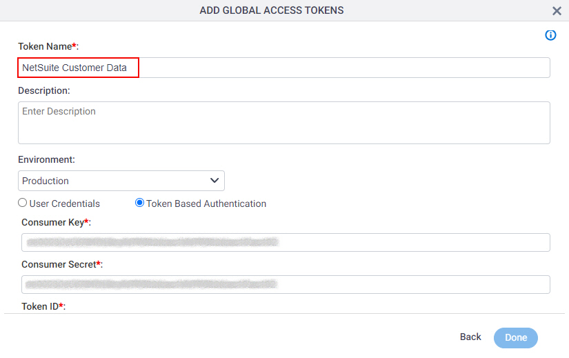 Oracle NetSuite Access Token screen