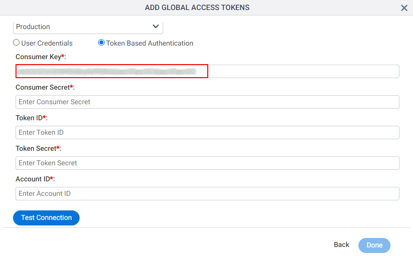 Oracle NetSuite Access Token Configuration screen