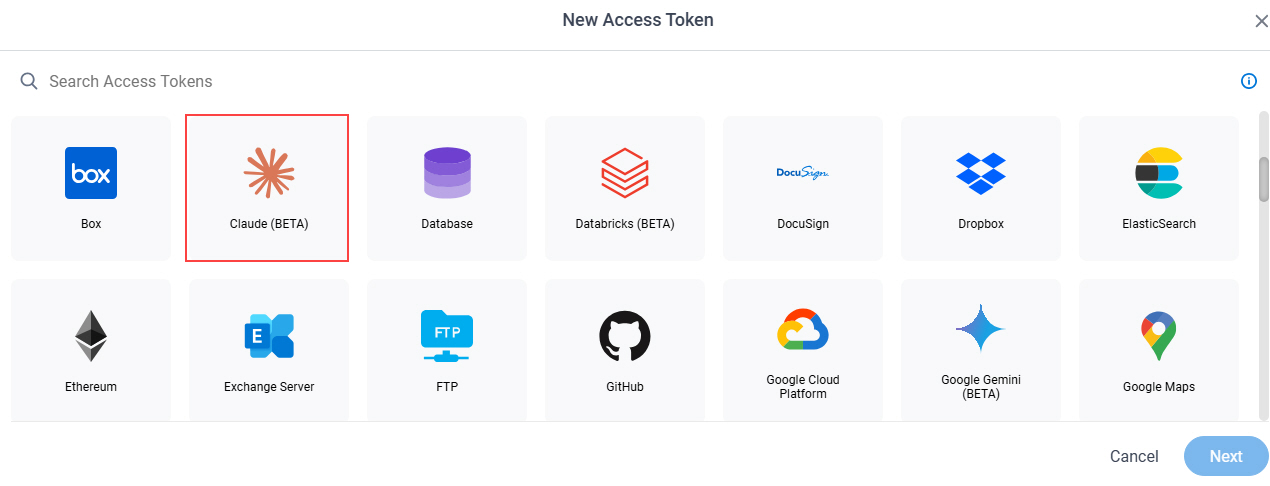 Select Claude App Token