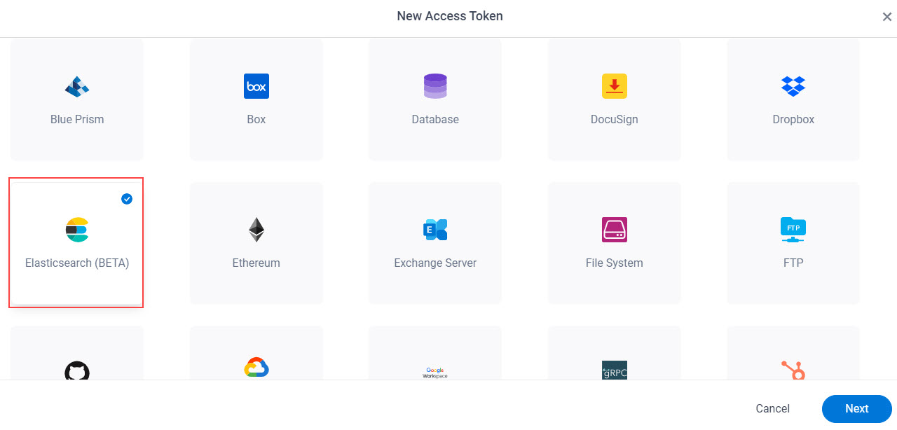 Select Elasticsearch Access Token
