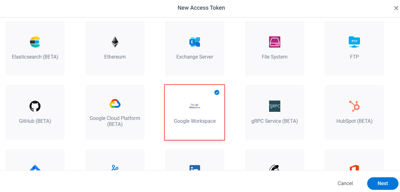 Select Google Drive App Token