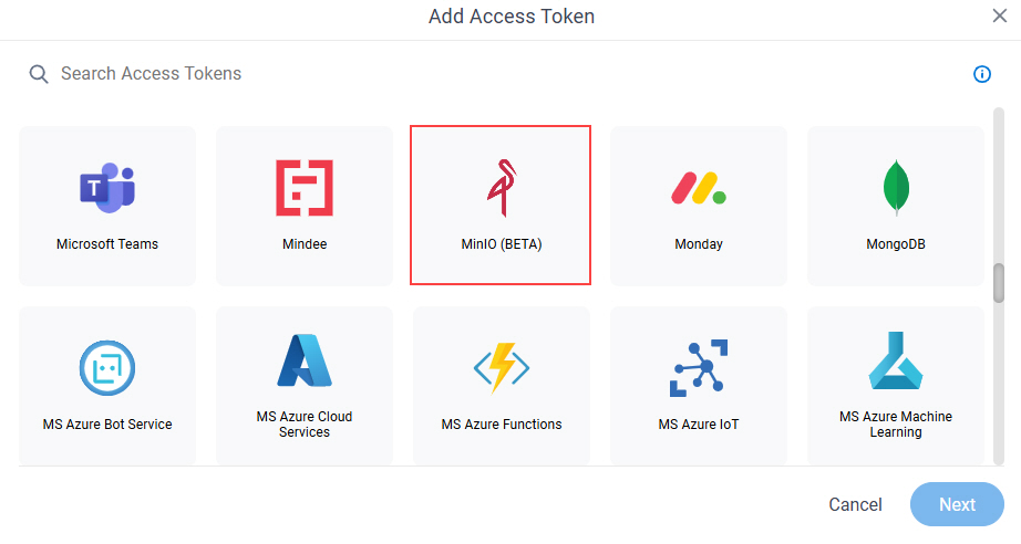 Select MinIO Access Token