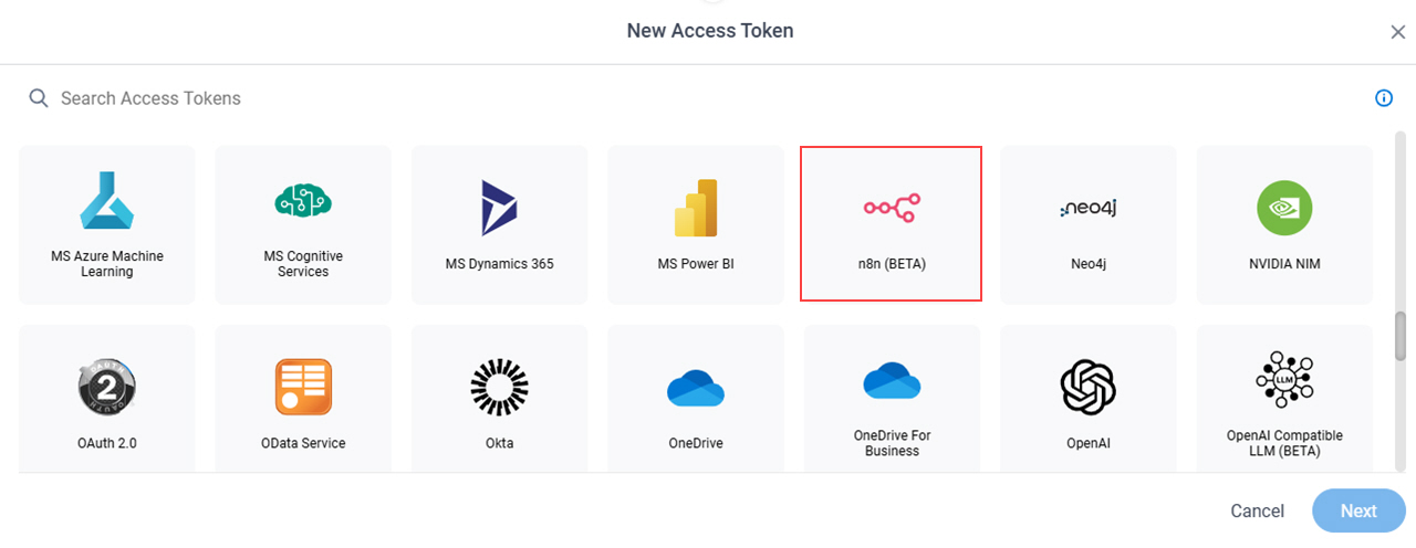 Select n8n App Token