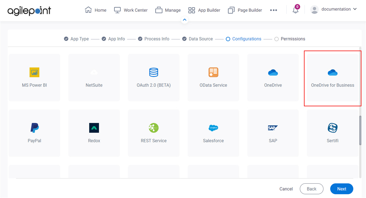 Select OneDrive for Business