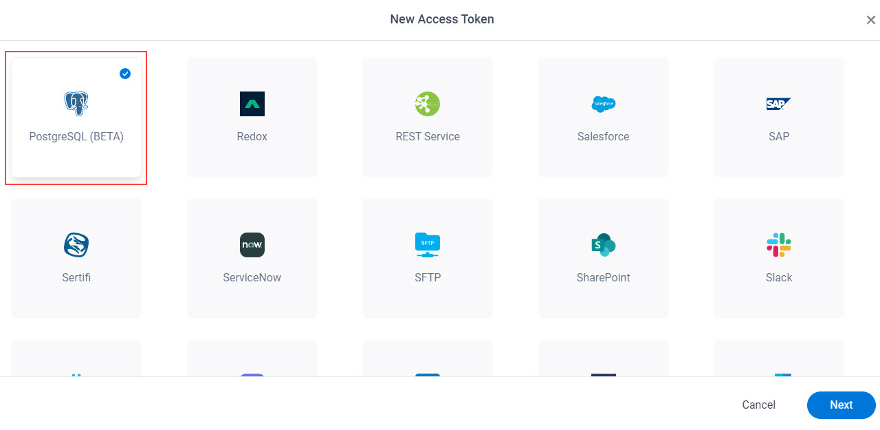 Select PostgreSql App Token