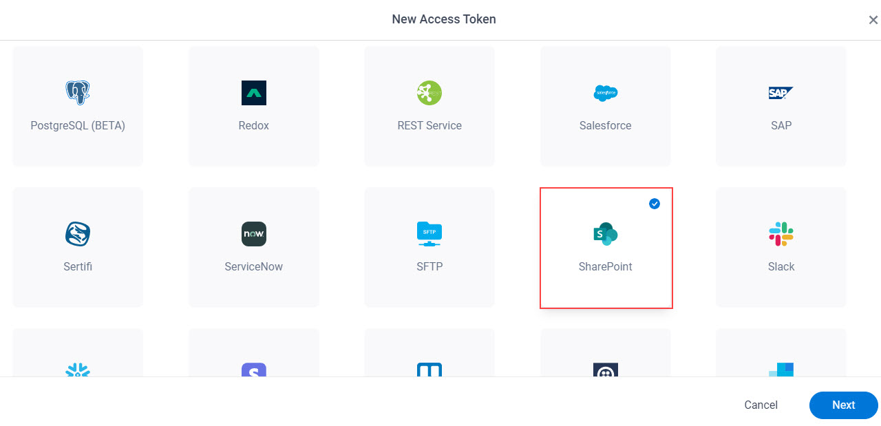 Select SharePoint App Token