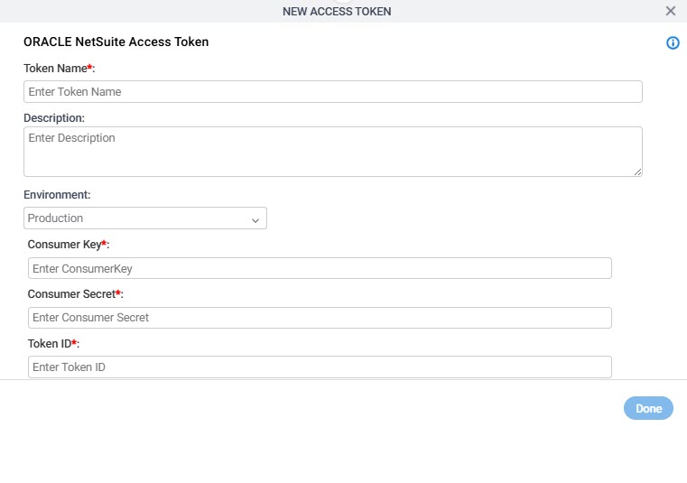 Oracle NetSuite Access Token Configuration screen