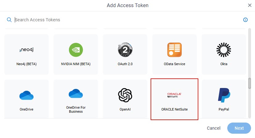 Click Oracle NetSuite