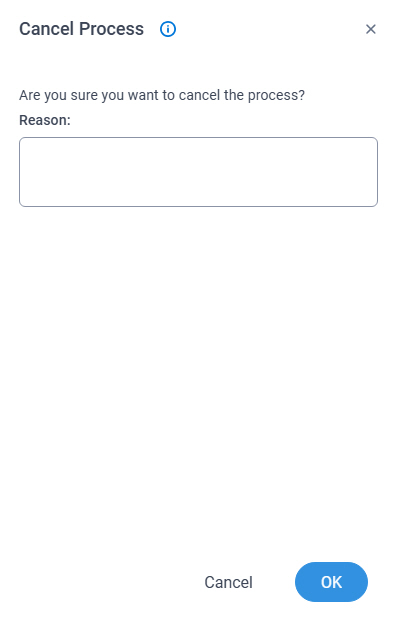 Cancel Process screen