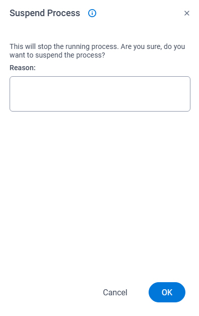 Suspend Process screen