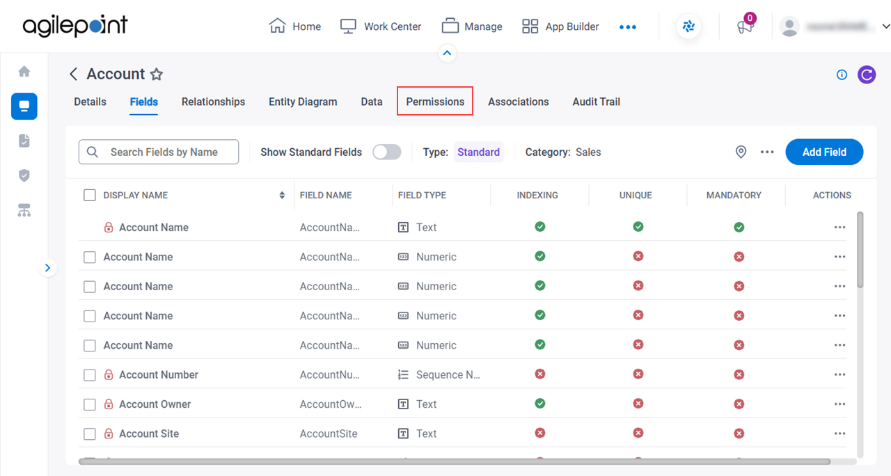 Permissions tab