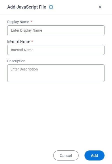 Add JavaScript File screen