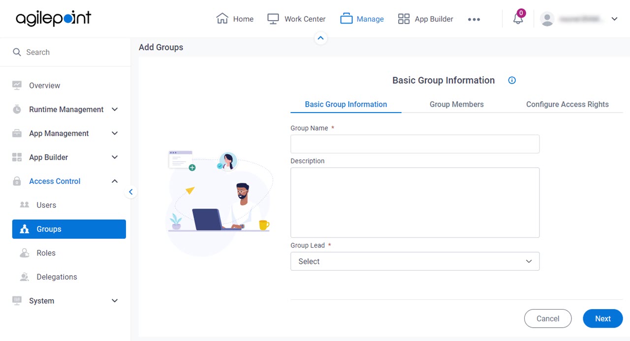 Add Group Basic Group Information tab