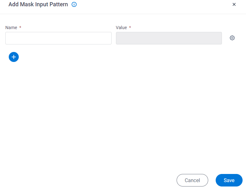 Add Masked Input Pattern screen