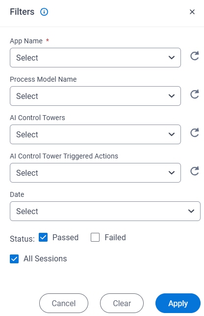 Filters screen