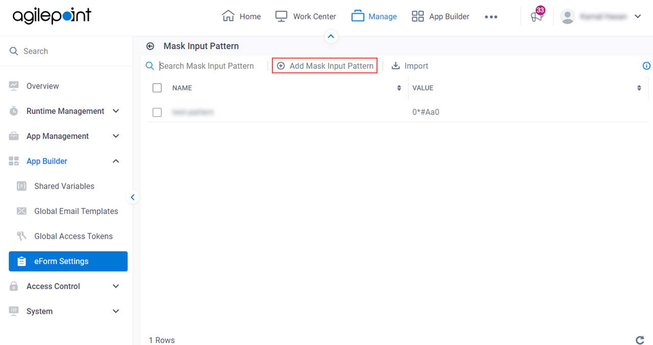 Click Add Masked Input Pattern