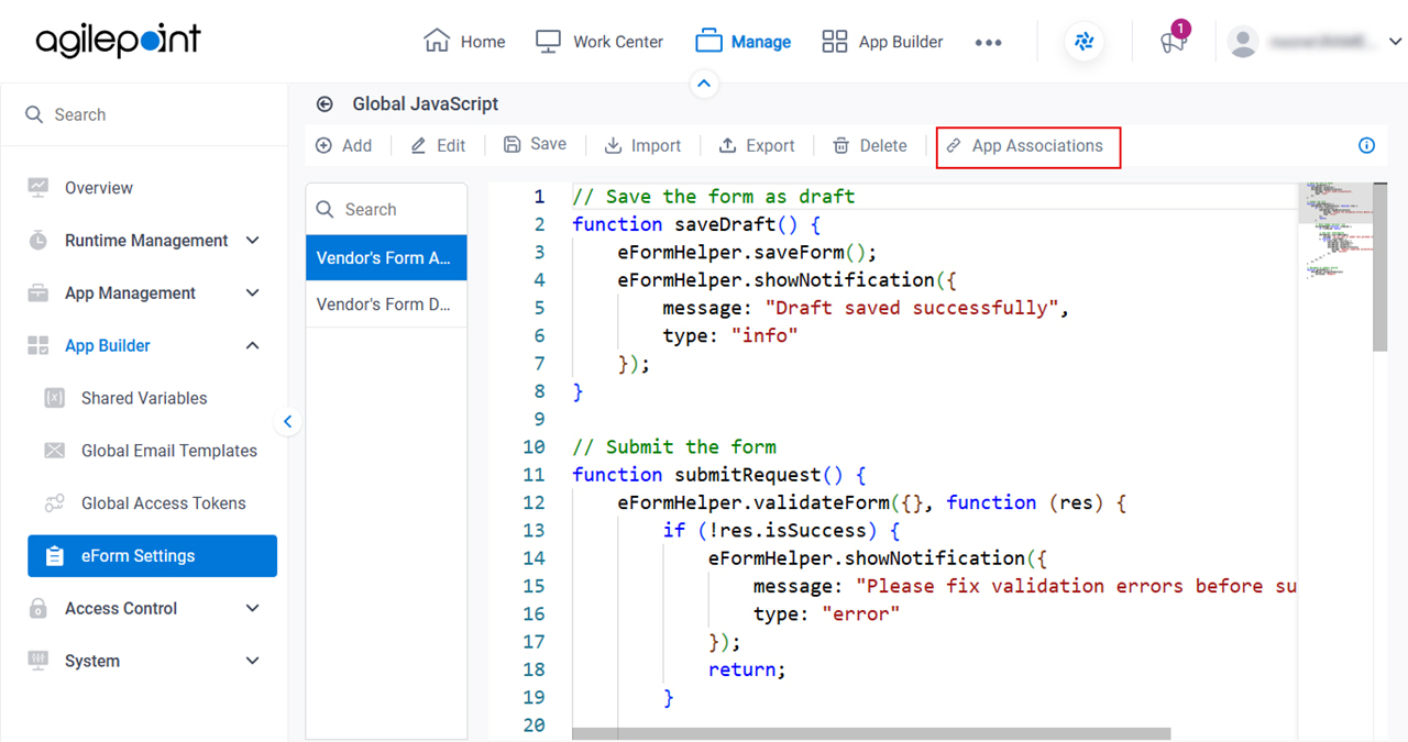 Click App Associations Global JavaScript