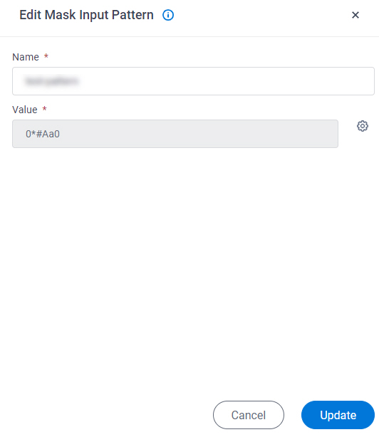 Edit Masked Input Pattern screen
