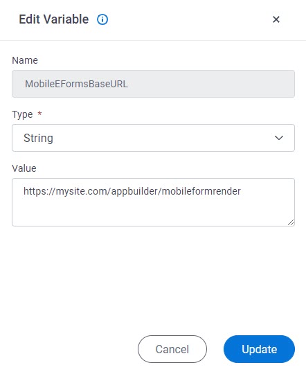 Edit Variable screen