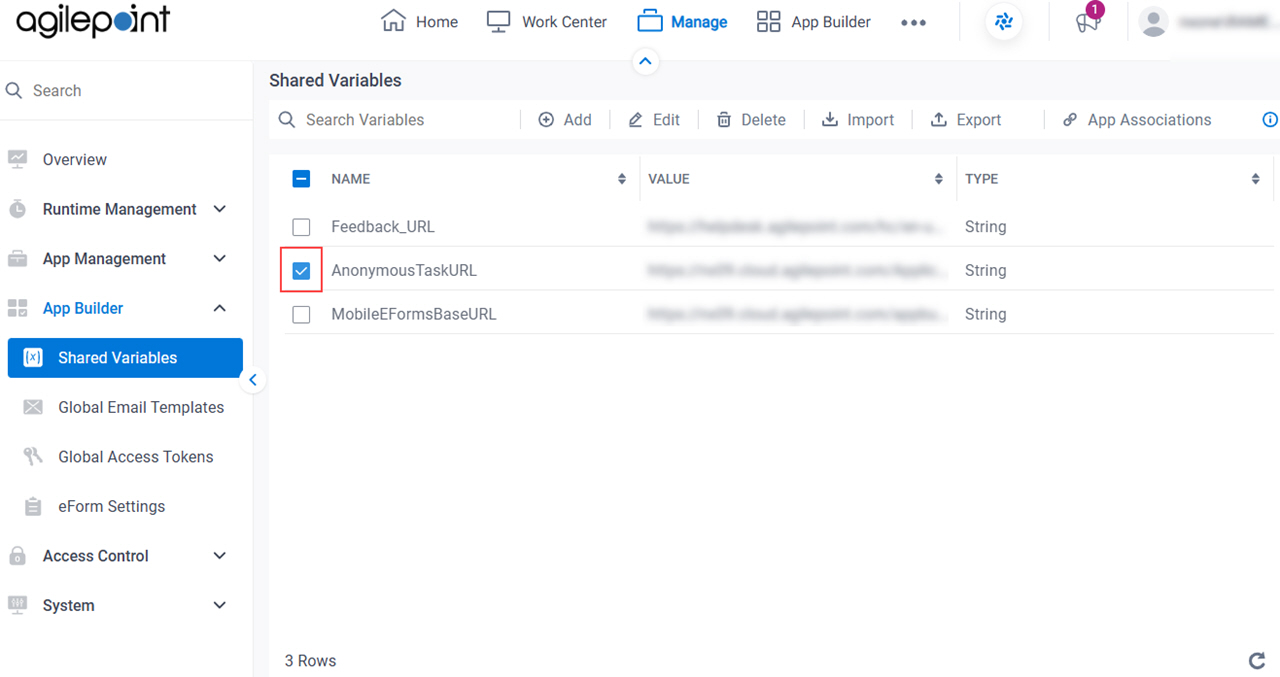 Select Shared Variables
