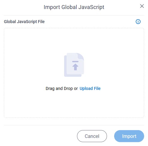 Import Global JavaScript File screen