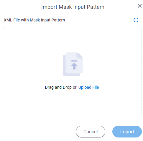 Import Masked Input Pattern screen