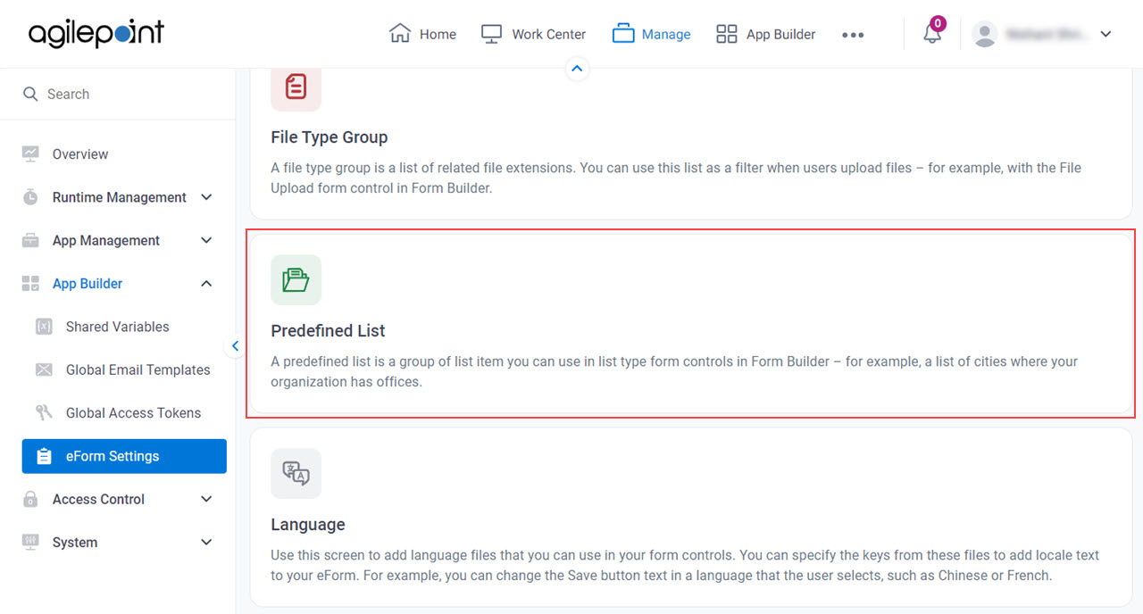 Click Predefined List