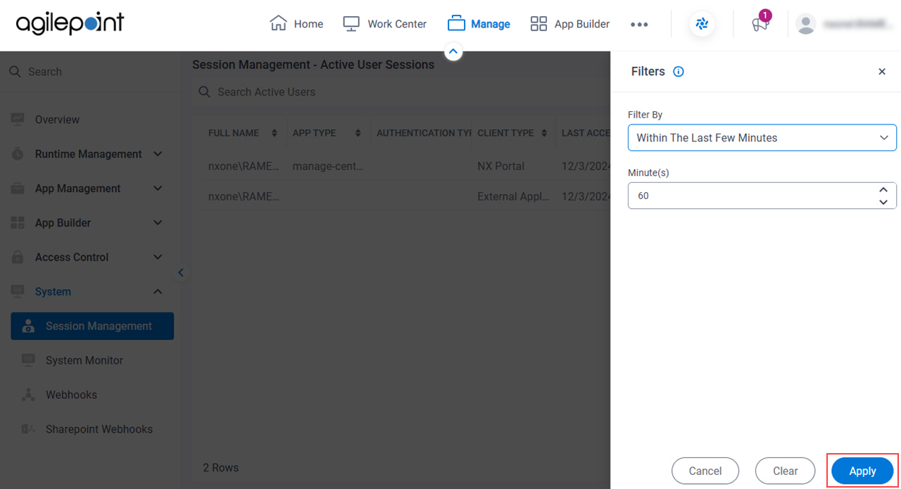 Enter Filter Screen Fields