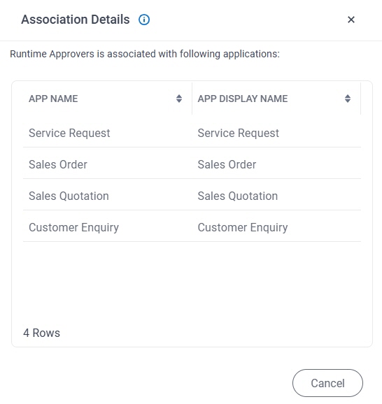 Association Details screen