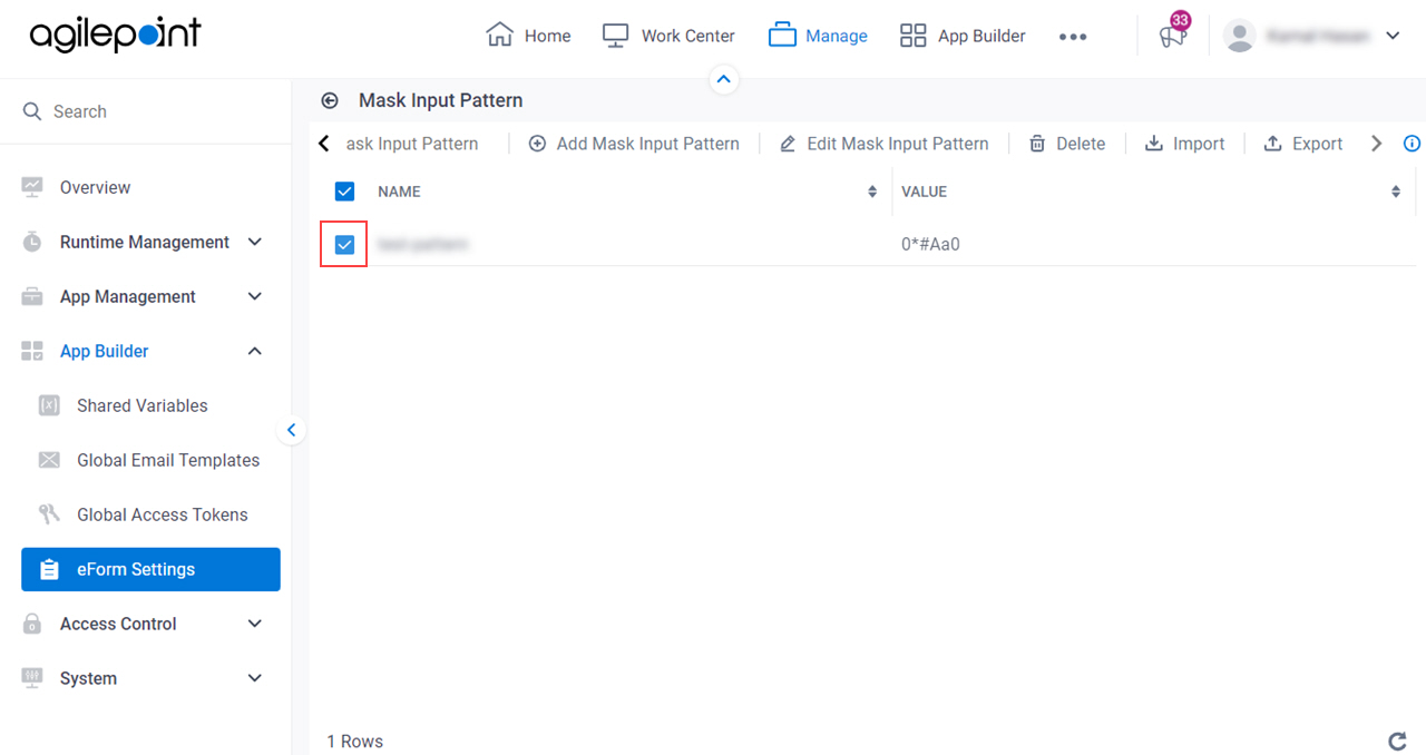 Select Masked Input Pattern