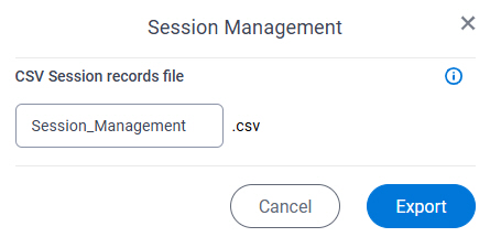 Export Session Management screen