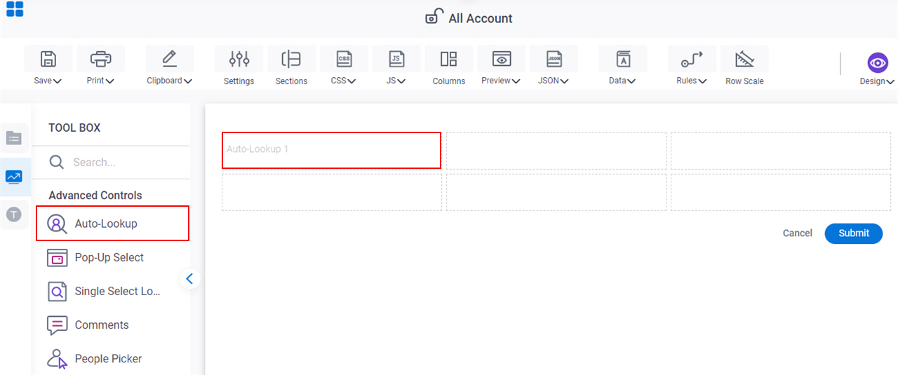 Drag Auto Lookup Control