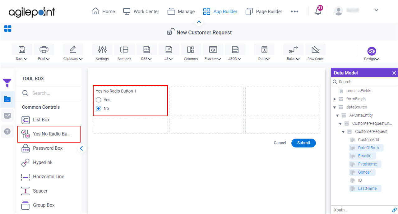 Yes No Radio Button Form Control