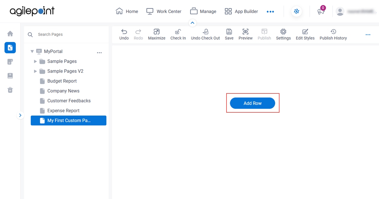 Custom Page screen